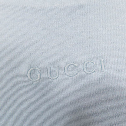 Gucci 837965 100% Cotton Short Sleeve T-shirt With Logo Embroidery Light Blue M