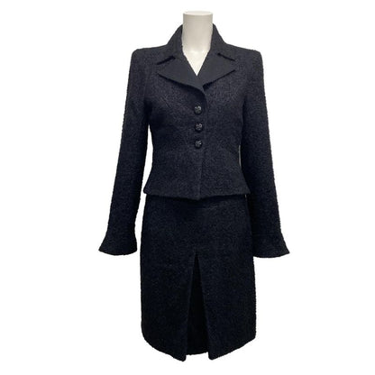 Chanel Skirt Suit Size 36 S Ladies - P36756/p36722 Black Mohair Blend W/camelia
