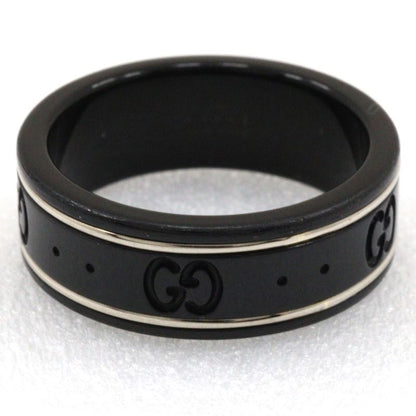 Gucci Icon Thin Band 18kwhite Gold × Corundum 14.5 Black Unisex 2.2g Ring