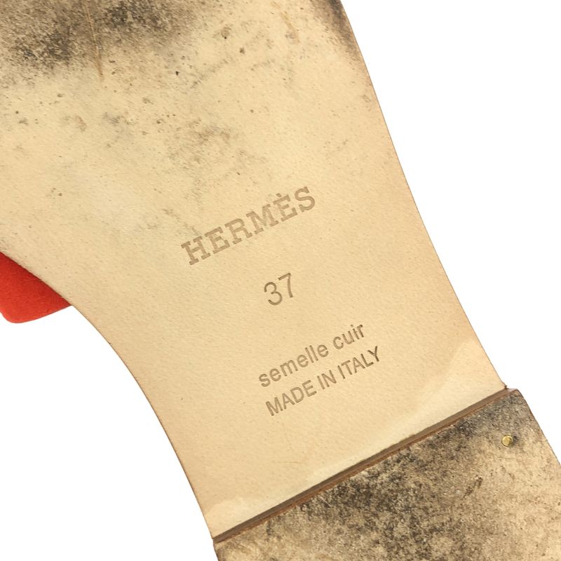 Hermes Oran H Logo Sandals - 37 - Orange - Women