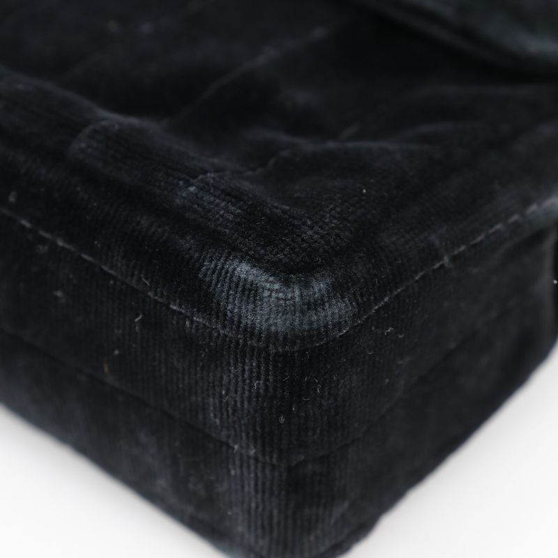 Chanel Chain Shoulder Mademoiselle Double Chain Velour Black Ladies Shoulder Bag