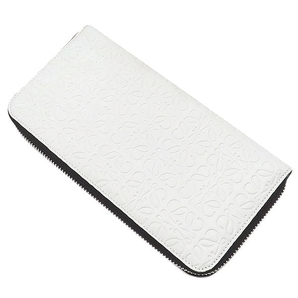 Loewe Long Wallet Repeat Anagram Zip Around Wallet Calfleather White Silver