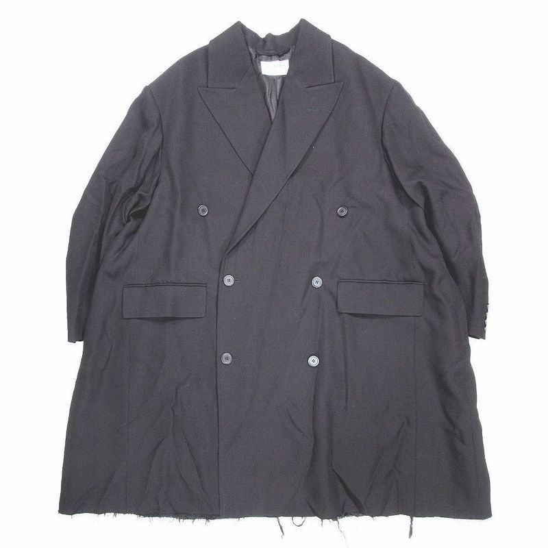 Balenciaga Trimmed and Wrinkled Double Breasted Coat Oversize D Balacia Unisex