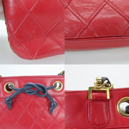 Chanel Shoulder Bag Bicolore Chain Lambskin Red Gold Hardware Mini Bag Drawstrin