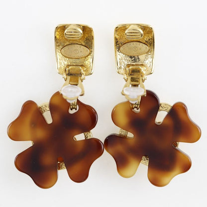 Chanel Coco Heart Clover Vintage Gold Plated X Plastic Brown 95P Ladies 36.0g