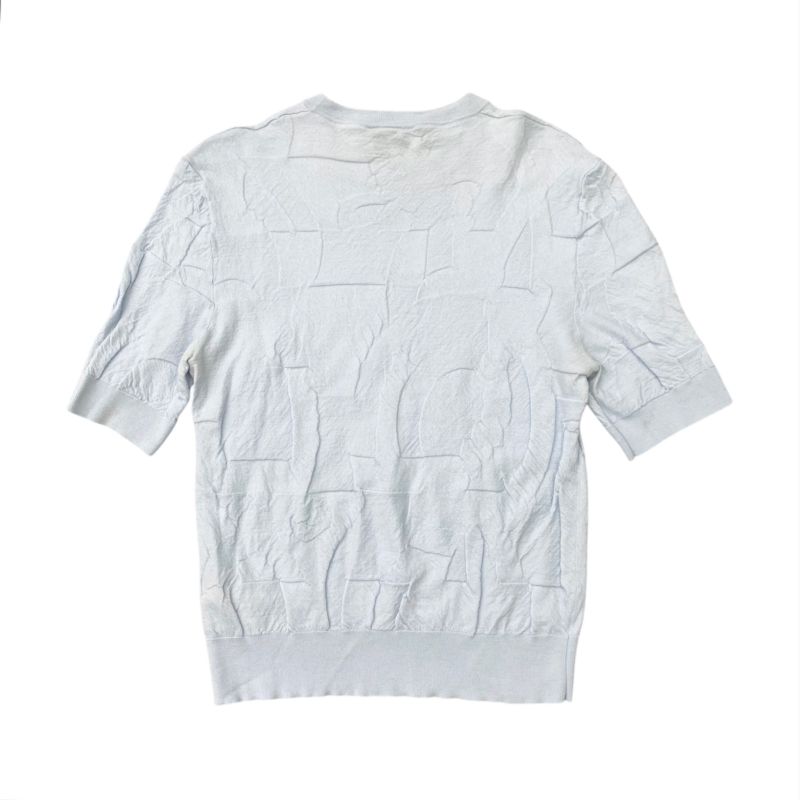 Em0157 Hermes Embossed Design Short Sleeve Knit Shirt Size L