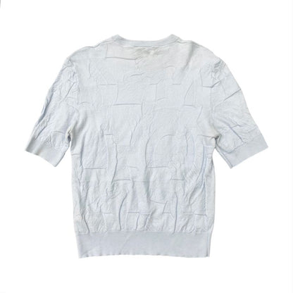 Em0157 Hermes Embossed Design Short Sleeve Knit Shirt Size L