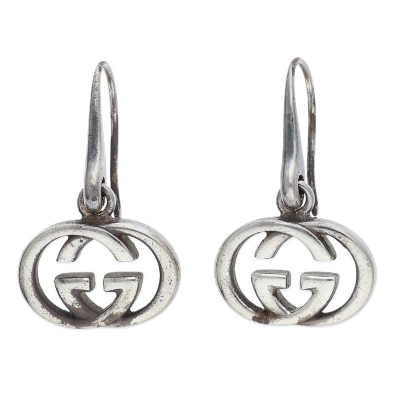 Gucci GG Logo Silver Earrings Men's