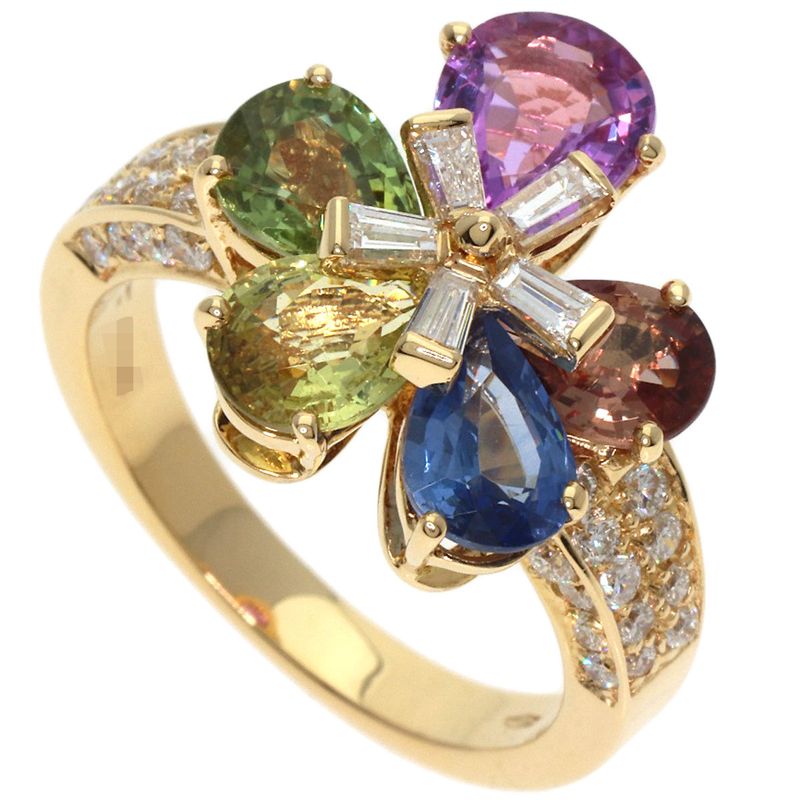 Bvlgari Bulgari Flower Contraire Multicolor Sapphire Diamond Ring And Ring 18K