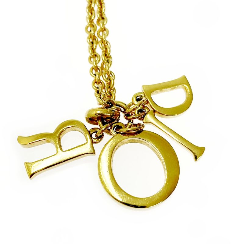 Dior GP Rhinestone Dior Logo Necklace Gold 337887 Necklace