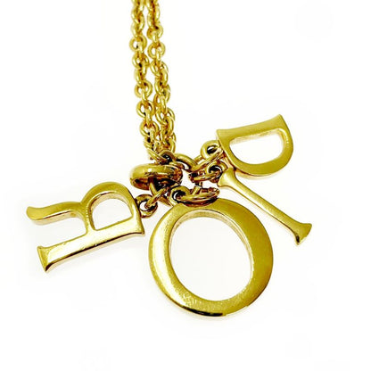 Dior GP Rhinestone Dior Logo Necklace Gold 337887 Necklace