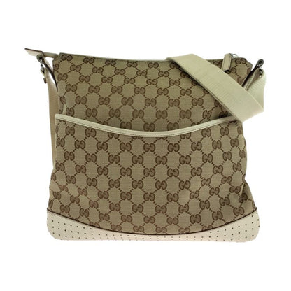 Gucci Beige Ivory Silver Hardware GG Canvas 145857 Shoulder Bag Pochette Women
