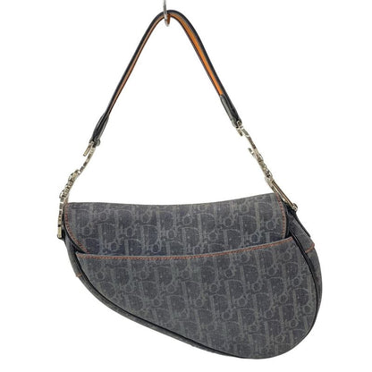 Dior/christian Dior Shoulder Bag Saddle Bag Navy Black And Orange Leather
