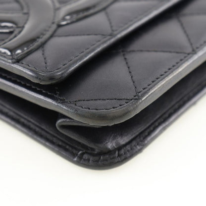 Chanel Chain Wallet Cambon Line A46646 Calf And Enamel Black Ladies Long Wallet