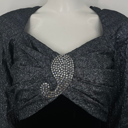 Christian DIOR Dressy Dress Velour Lame Rhinestones Long Sleeves Long