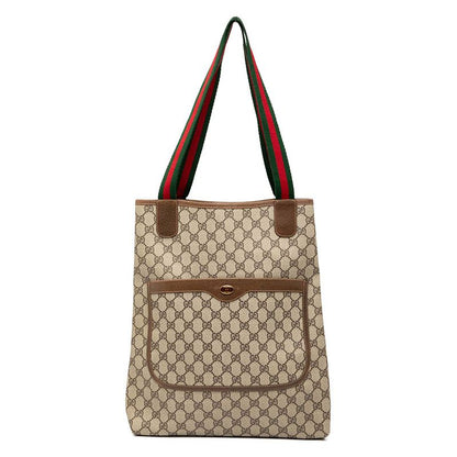 Gucci GG Supreme Sherry Line Tote Bag Shoulder Bag 001080494 Beige Brown PVC