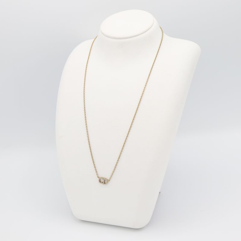 Christian DIOR Cles Di Lune Necklace CD Logo Rhinestone Accessory Ladies With