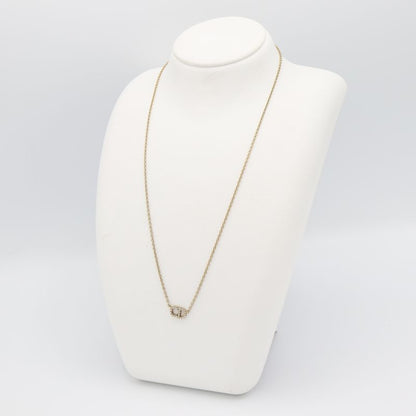 Christian DIOR Cles Di Lune Necklace CD Logo Rhinestone Accessory Ladies With