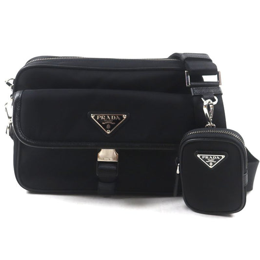 Prada 2vh133 Re-nylon Nylon Saffiano Leather Triangle Logo Triangle Plate