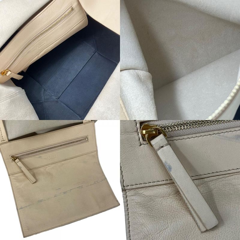 Celine Tote Bag Horizontal Cabas 169263ebt Leather Beige Black Gold Hardware