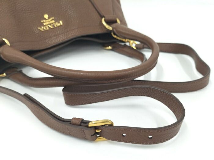Prada Shoulder Bag Leather Brown Bn2534
