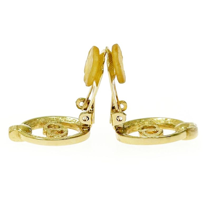 Christian Dior GP Rhinestone CD Logo Oval Earrings Gold 364052 Earrings