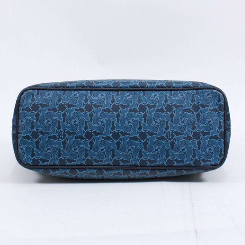 Celine Carriage Leather X PVC Blue Tote Bag Silver Sc-st-0098