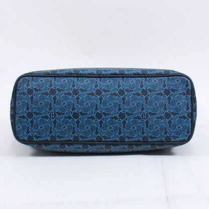 Celine Carriage Leather X PVC Blue Tote Bag Silver Sc-st-0098