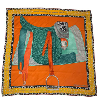 Hermes Carre 90 Silk Scarf Selle D'officier En Grande Tenue Officer's Saddle