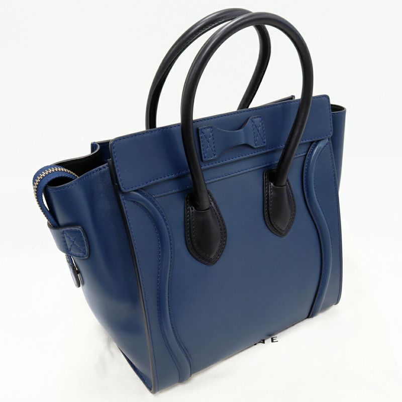 Celine Tote Handbag Luggage Micro Shopper Smooth Calfskin Navy Black