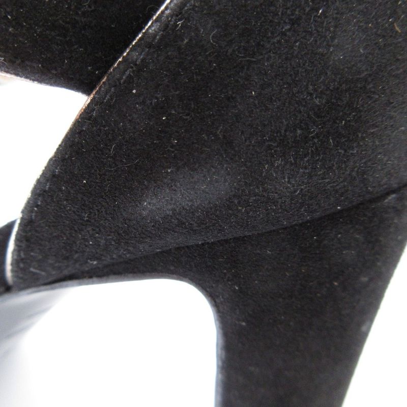 Good Hermes Suede Ankle Strap Sandals 34 21cm (8.27in) Equivalent Black Women's