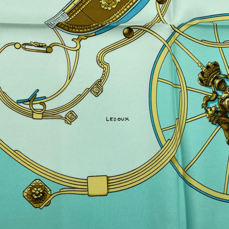 Hermes Springs Carriage Carre 90 100% Silk Scarf Green