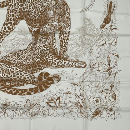 Hermes Scarf Carre 90 DIP DYE Jungle LOVE Jungle Love Silk White