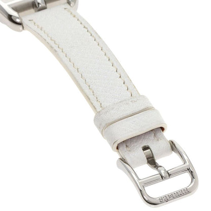 Hermes Ct1210 Cape Cod Tonneau Wristwatch SS Leather Ladies