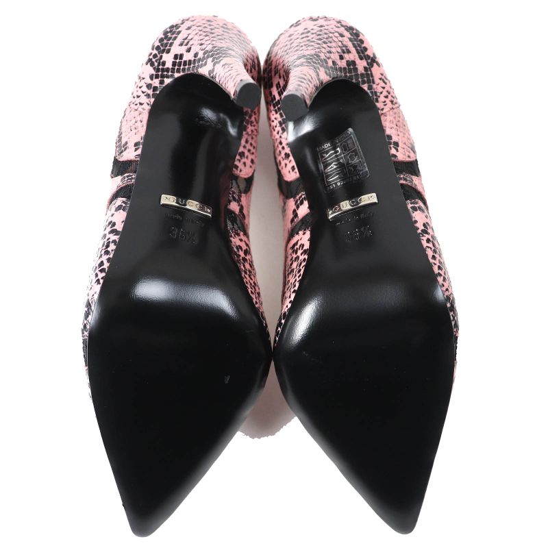 Gucci 738689 GG Rambus Python Print Pointed Toe High Heel Leather Pumps Pink