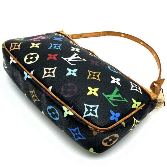 Louis Vuitton Monogram Multicolor Murakami Pochette Pouch Bag Accessories Black