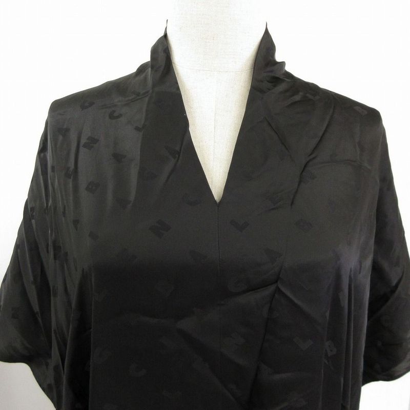 23ss Balenciaga Logo Allover Asymmetrical Shirt Dress Size M 725717 Tn005 Women