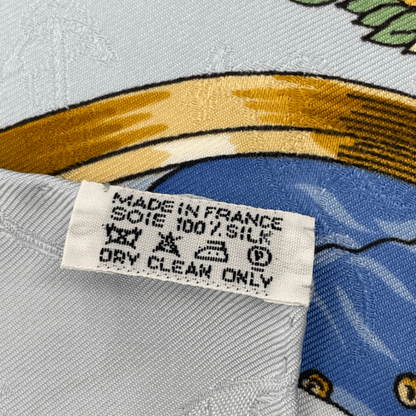 Hermes Carre 90 LE Geographe Geographer Blue And Multicolor 100% Silk