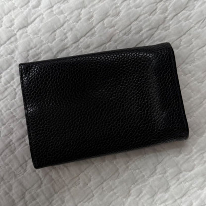 Chanel Black Caviar Skin 6-Ring Key Case Coco Mark Decacoco Box with Authenticit