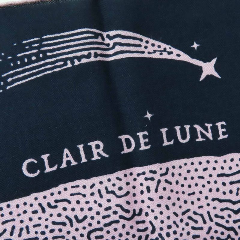 Hermes Carre Geant140 Clair De Lune Cles Cashmere Silk Marine View Rose Scarf