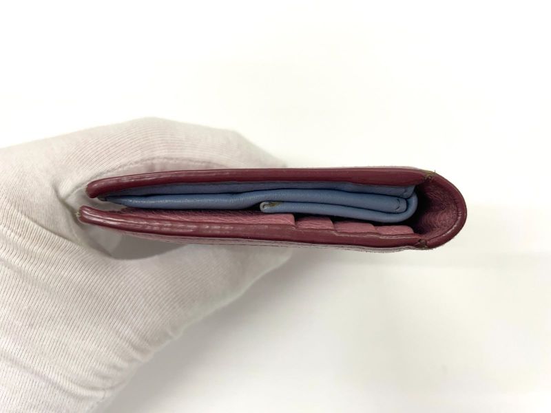 Prada Etiquette Calf Leather Compact Wallet Bifold Wallet Pink X Light Blue