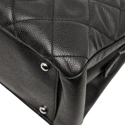 Chanel Matelasse Coco Mark Chain Tote Bag Black Caviar Skin Women's Chanel