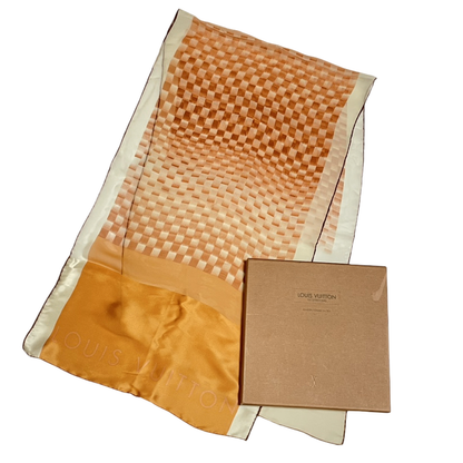 Louis Vuitton Damier Scarf 100% Silk Orange