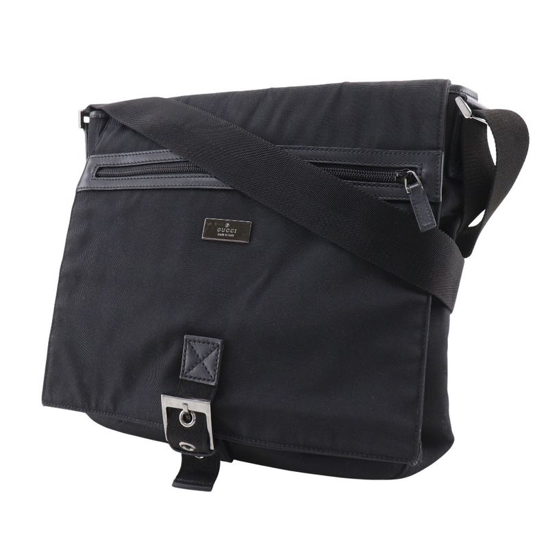 Gucci 141194 Nylon Canvas Black Unisex Shoulder Bag