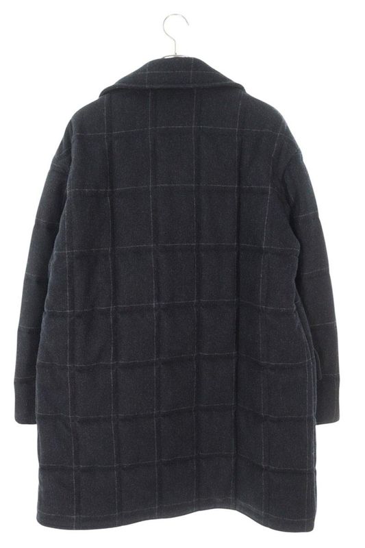 Hermes 23AW Checked Cotton Cashmere Kelp Coat Men's 44