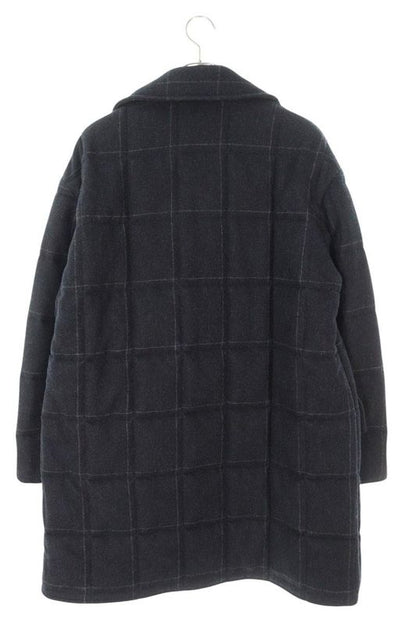 Hermes 23AW Checked Cotton Cashmere Kelp Coat Men's 44