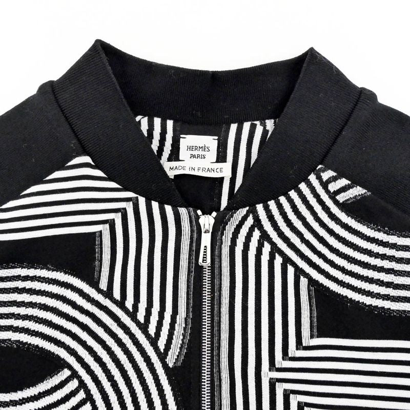 Hermes Short Sleeve Dress Chaine D'ancre Pattern Black White Size 34
