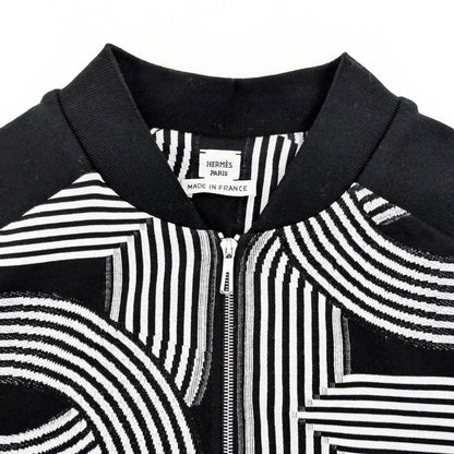 Hermes Short Sleeve Dress Chaine D'ancre Pattern Black White Size 34