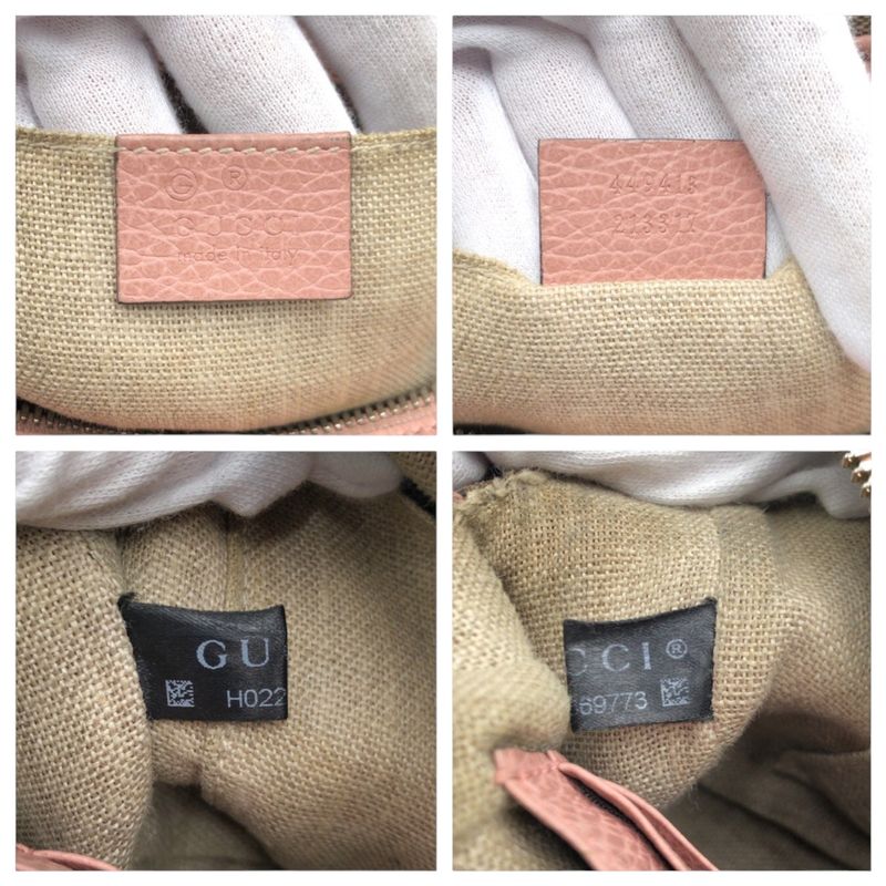 Gucci GG Pattern Pink Beige Brown GG Canvas/leather 449413 Shoulder Bag