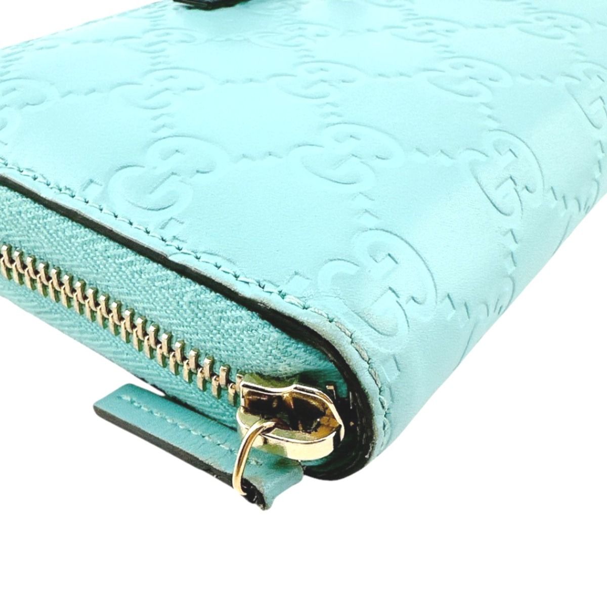 Gucci Guccissima Round Long Wallet GG Light Blue